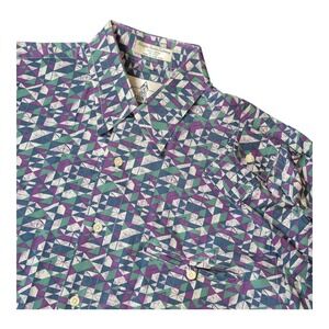 VTG 90s Austin Reed‎ Long Sleeve Button Down Shirt Geometric Retro Men's M